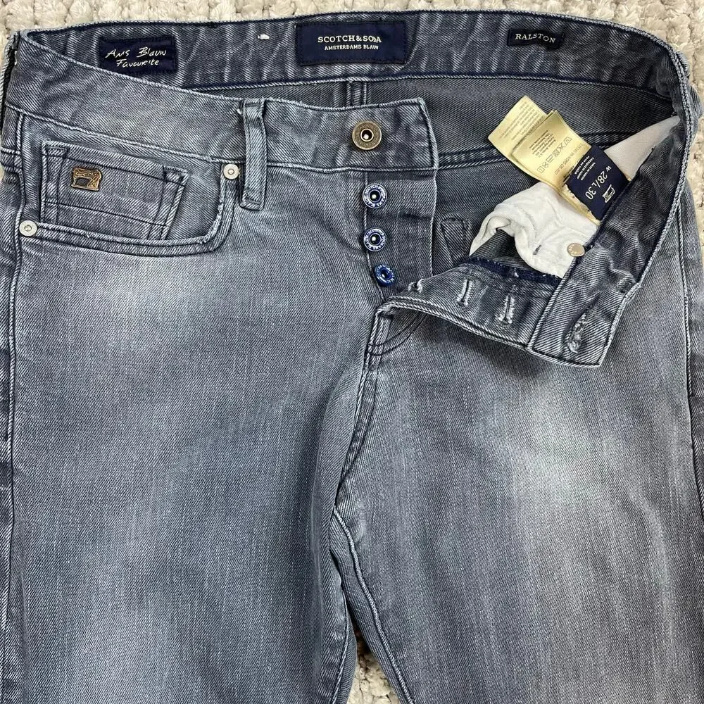 Scotch & Soda Jeans Mens 28x30 Ralston Gray Button‎ Fly Amsterdam Blauw
